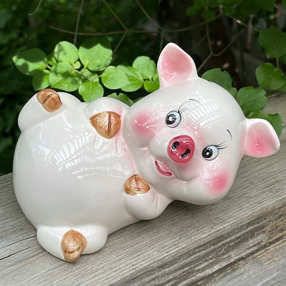 Vintage Ceramic Pig Piggy Bank Figurine - Picture 10 of 10